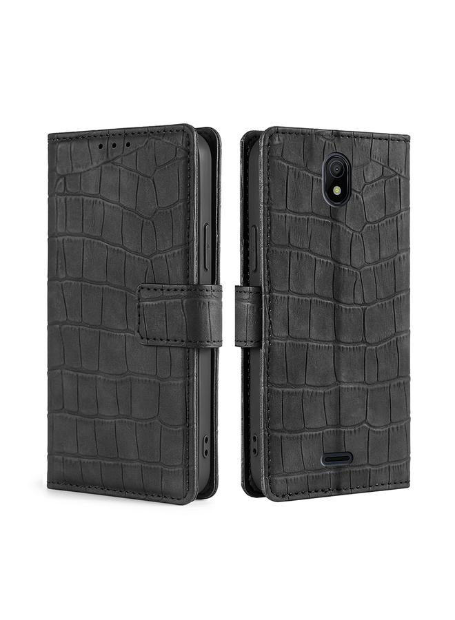 S-TOP Case For Nokia C100 Skin Feel Crocodile Magnetic Clasp Leather Phone Case - Image 1
