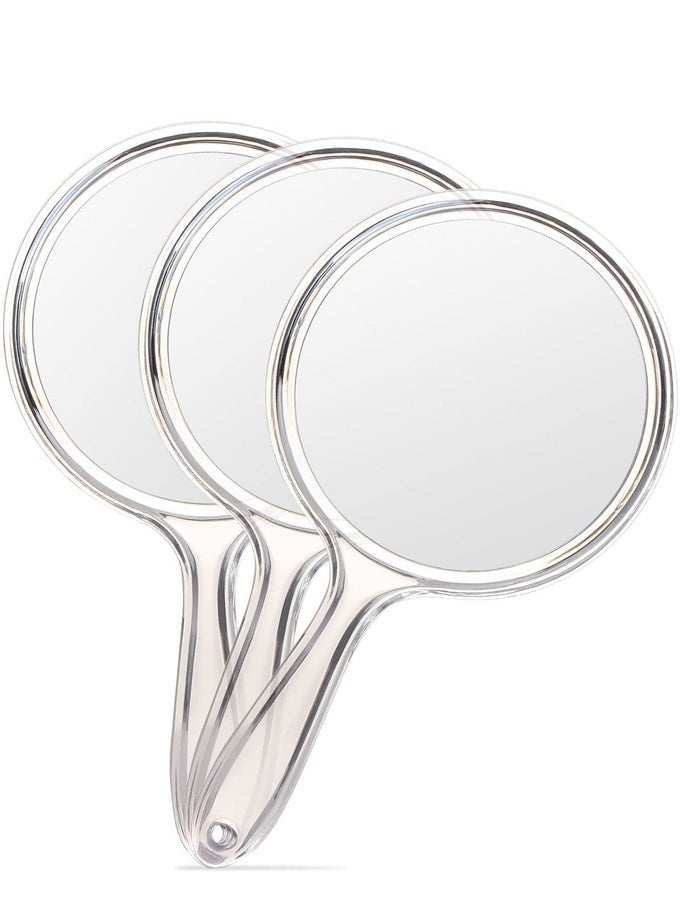 HAND MIRROR DOUBLESIDED HANDHELD MIRROR 1X3X MAGNIFYING MIRROR WITH HANDLE SET OF 3 CLEAR
