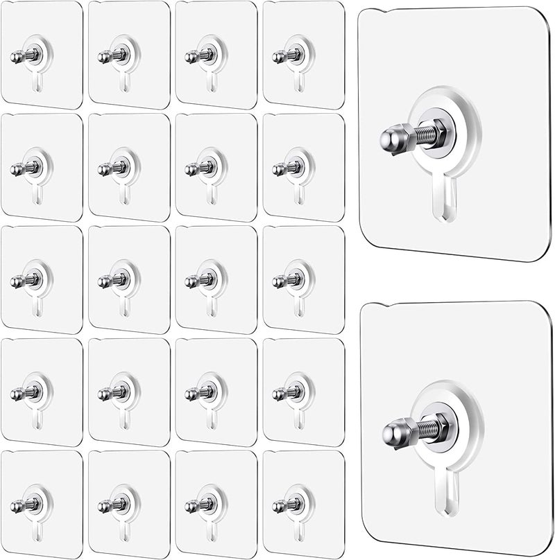 KASHIVAL Stainless Steel PVC ABS Nail Free Seamless Adhesive NonTrace No Drilling Installation Hanging Waterproof Screws Wall Hook Screw Pack of 20 - Image 1