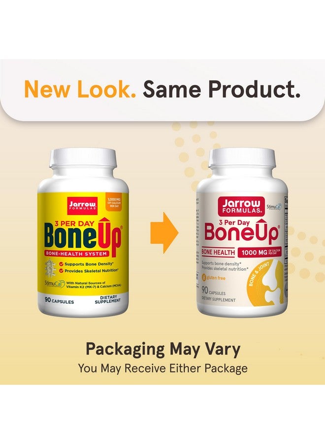 Jarrow Formulas BoneUp Three Per Day for Bone Density and Skeletal Nutrition, Includes Vitamin D3, K2 (as MK-7) and Calcium, 90 Capsules, 30 Day Supply - Image 1