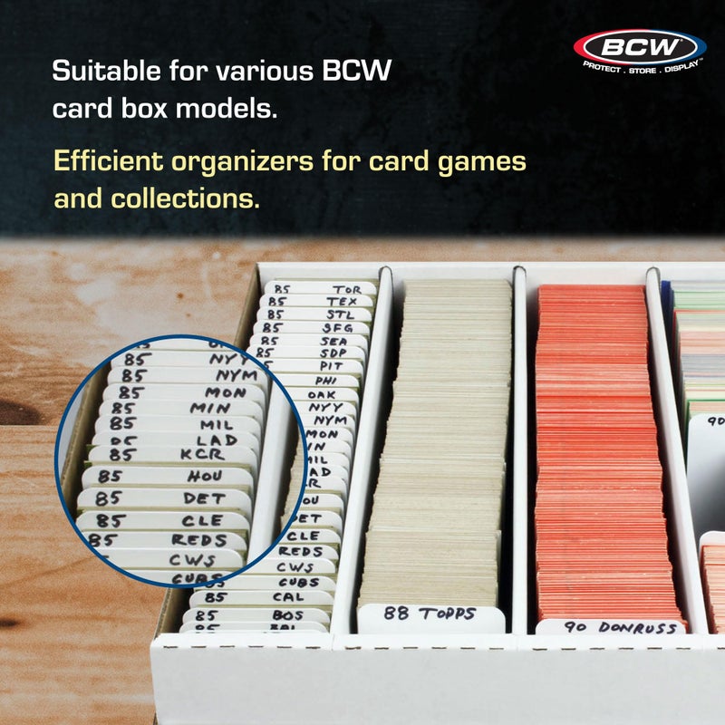 BCW Tall Trading Card Dividers - 50 ct | Archival Quality, Write-On Index Tab, 3 11/16 X 2 11/16 Inches | Fits Vault, Super Vault, QuickFold, Shoe, and Super Shoebox Boxes | Card Organizer Dividers - Image 4
