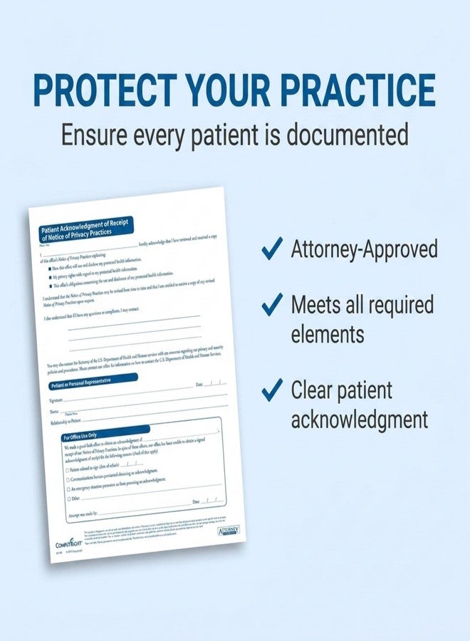 ComplyRight HIPAA Patient Ack. of Receipt of Notice of Privacy Practices | 8-1/2” x 11” | Medical Form | 200 Pack - Image 5