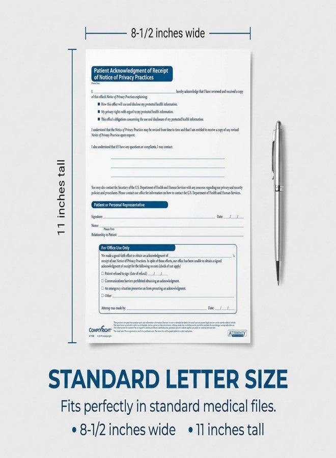 ComplyRight HIPAA Patient Ack. of Receipt of Notice of Privacy Practices | 8-1/2” x 11” | Medical Form | 200 Pack - Image 4