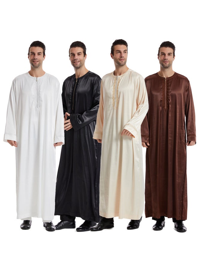 عباية - ثوب عربي رجالي - أسود، مقاس XXXL - ملابس تقليدية، ملابس إسلامية، لباس إسلامي، عباية دبي، قفطان، جبة - Image 2