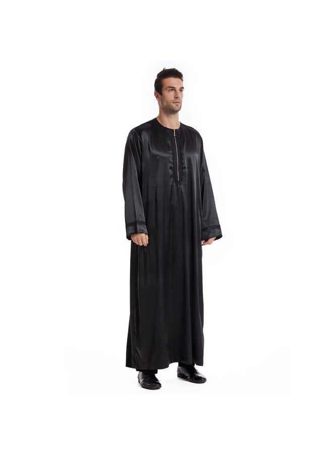 عباية - ثوب عربي رجالي - أسود، مقاس XXXL - ملابس تقليدية، ملابس إسلامية، لباس إسلامي، عباية دبي، قفطان، جبة - Image 1