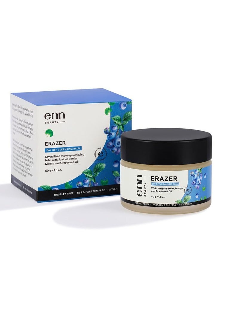 ENN Enn Beauty Erazer Makeup Remover Cleansing Balm Enriched with Juniper Berries and Mango Removes Waterproof Makeup Excess Oil and Dirt Provides Moisturiser 100% Vegan Cruelty Free 50gm  - Image 1