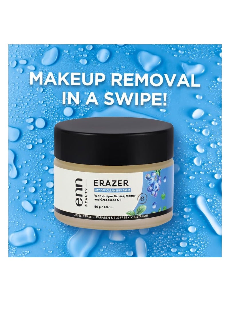 ENN Enn Beauty Erazer Makeup Remover Cleansing Balm Enriched with Juniper Berries and Mango Removes Waterproof Makeup Excess Oil and Dirt Provides Moisturiser 100% Vegan Cruelty Free 50gm  - Image 4
