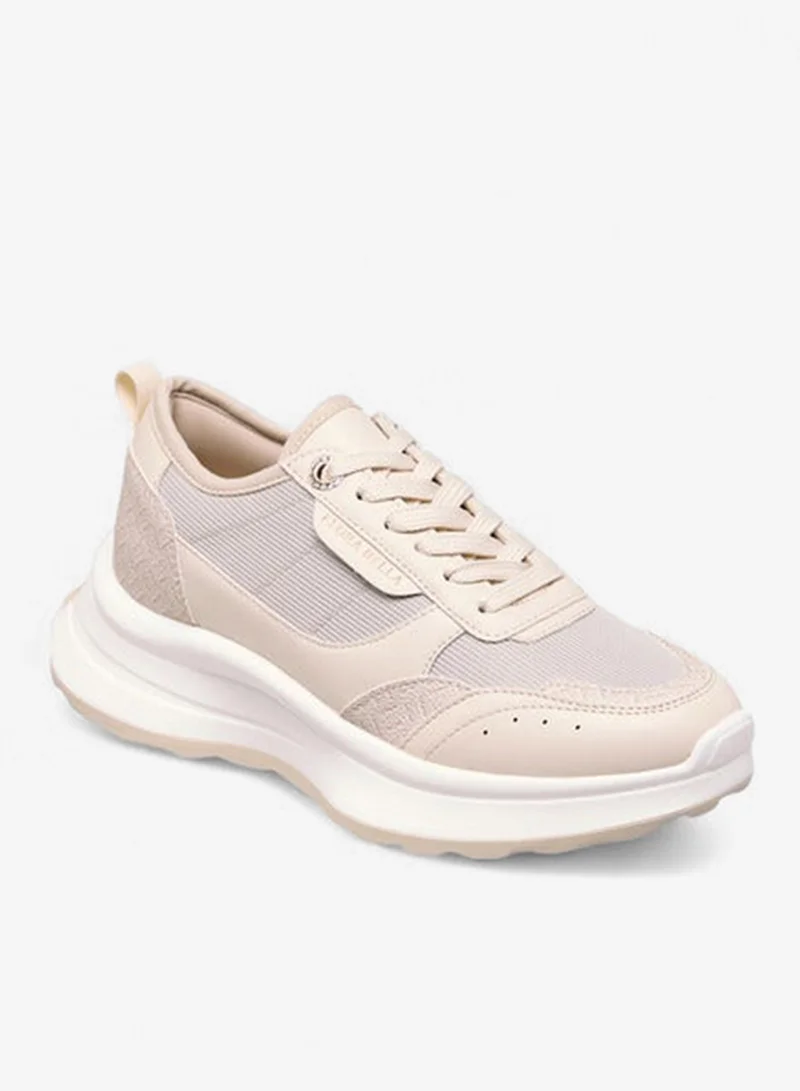 Flora Bella By Shoexpress Women Monogram Print Sneakers with Lace-Up Closure