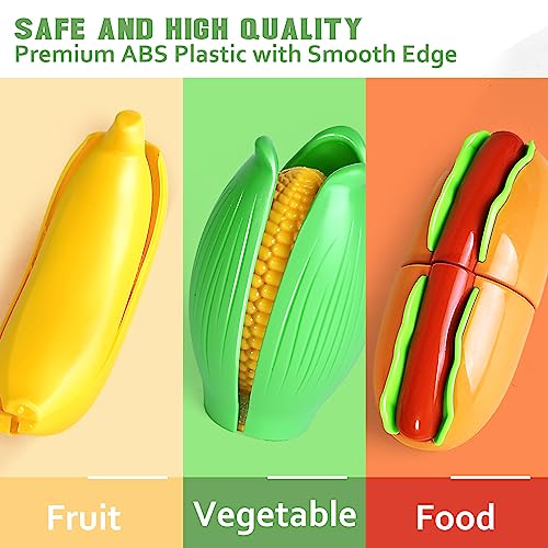 BAODLON 100 Pcs Play Food Set for Kids Kitchen, Pretend Food Toy for Toddlers Age 1-3, Plastics Cutting Fake Food/ Fruit/ Vegetable Accessories with 2 Baskets, Birthday Gifts for 2 3 4 5 Years Old Boys Girls - Image 4