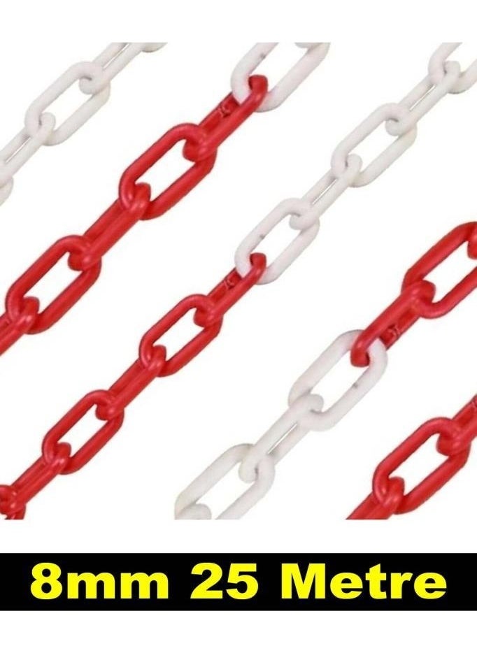 Liggo 25 mt Plastic Chain 8 mm Red White Rain Gutter Chain Plastic Chain  - Image 1