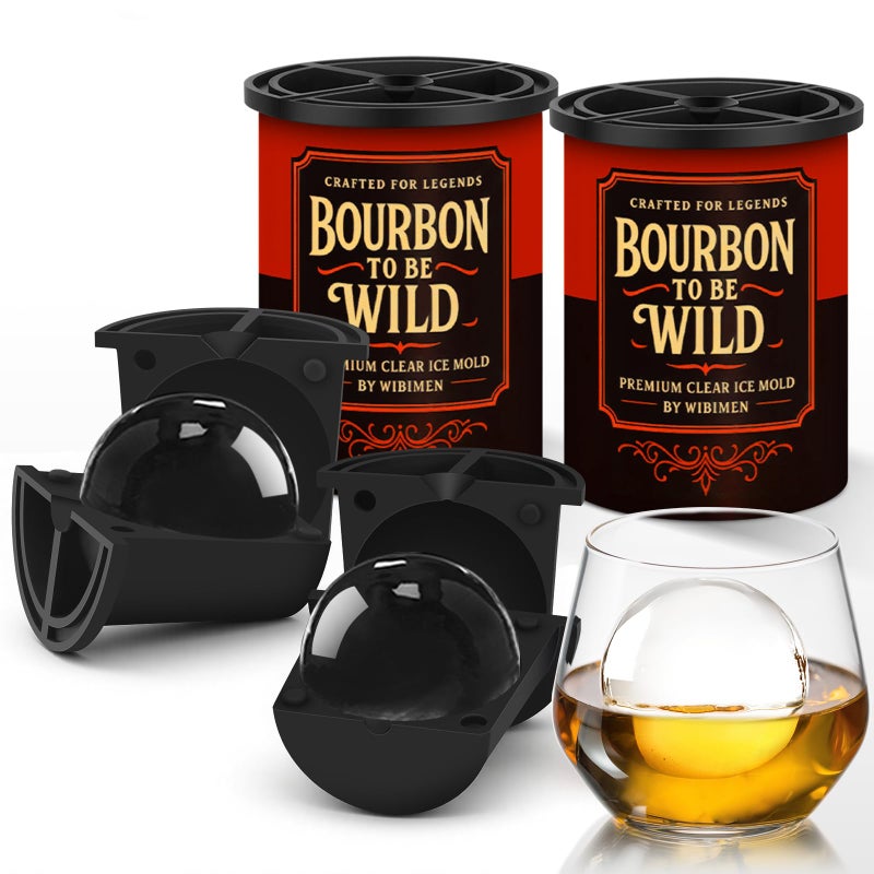 WIBIMEN Clear Ice Cube Maker - 2.5" Ball - Stainless Steel Clear Ice Maker - Compact Design - for Whiskey, Cocktails, Bourbon - 2 PACK - Image 1