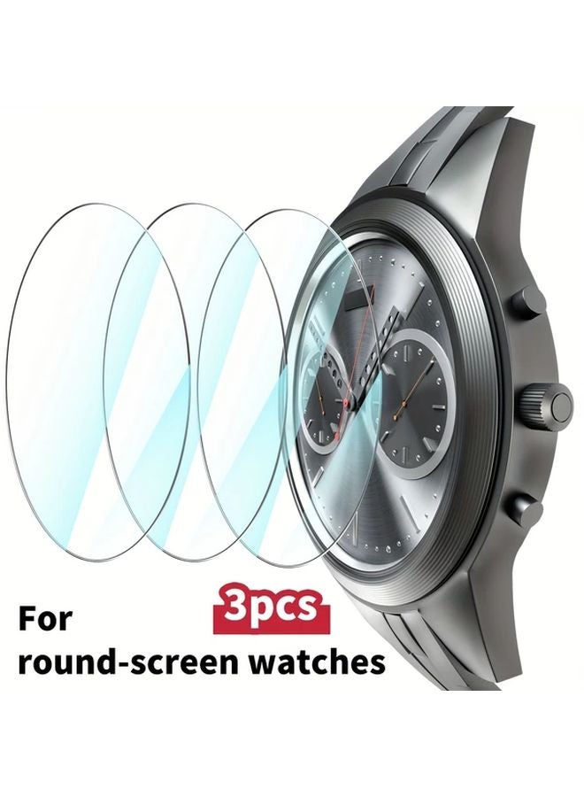 3 Pack 40mm Round Watch Tempered Glass Screen Protector 9H Hardness Anti Scratch Anti Fingerprint - Image 1