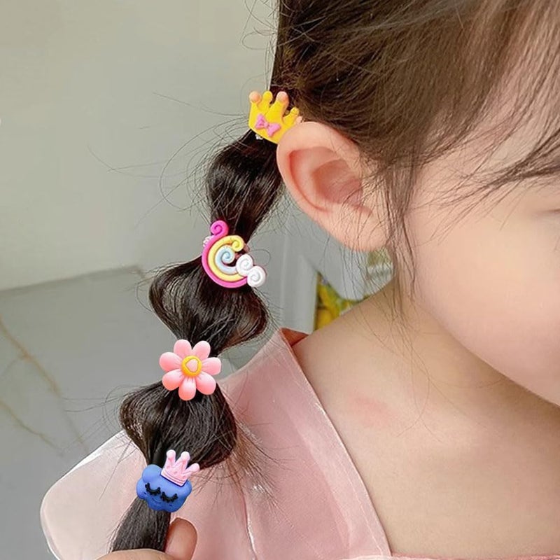 NEOBABY Cartoon Character Hair Accessories Fun Elastic Hair Bands for Kids Baby Girls Women Cute Colorful Hair Ties Random Designs Pack of 6 pairs - Image 2