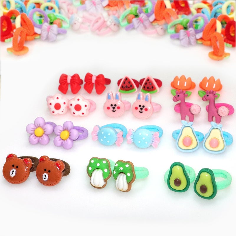 NEOBABY Cartoon Character Hair Accessories Fun Elastic Hair Bands for Kids Baby Girls Women Cute Colorful Hair Ties Random Designs Pack of 6 pairs - Image 3
