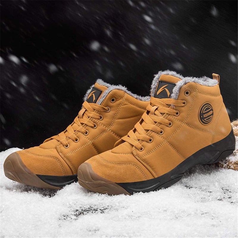 UPSOLO Mens Winter Backpacking Mountaineering Hiker Field Anti-Slip Water Resistant Trekking Fully Fur Lined Shoes Walking Lightweight Hiking Boots(6118 Yellow 42) - Image 5