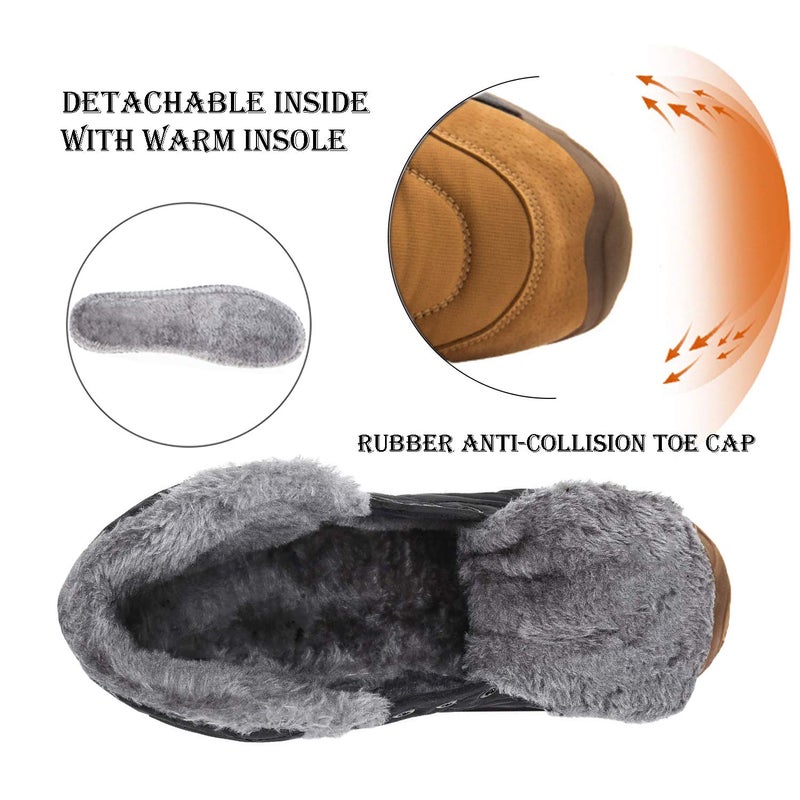 UPSOLO Mens Winter Backpacking Mountaineering Hiker Field Anti-Slip Water Resistant Trekking Fully Fur Lined Shoes Walking Lightweight Hiking Boots(6118 Yellow 42) - Image 3