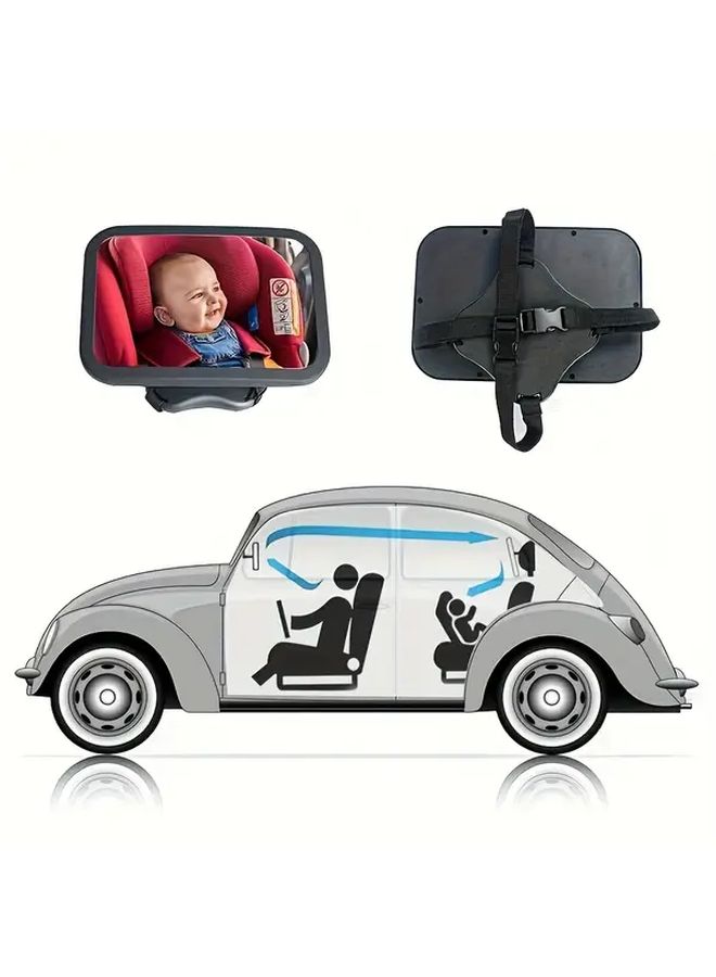 Baby Car Seat Rearview Mirror Adjustable In Car Convex Safety Mirror for Rear Facing Infant Monitoring Easy Installation Driving Reversing Accessory Fits All Vehicle Backseats - Image 5