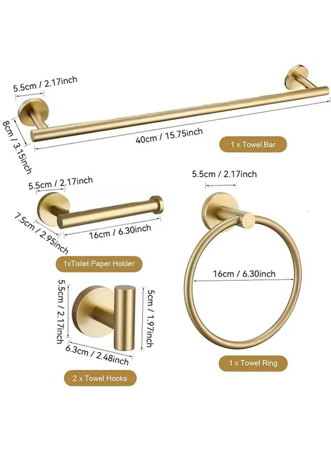 5Pcs Brushed Dark Golden Bathroom Set Wall Mounted Towel Bars Hooks Rings - Image 3