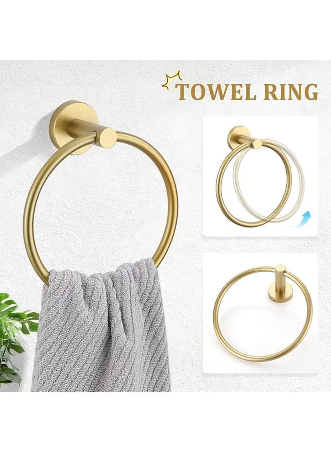 5Pcs Brushed Dark Golden Bathroom Set Wall Mounted Towel Bars Hooks Rings - Image 4