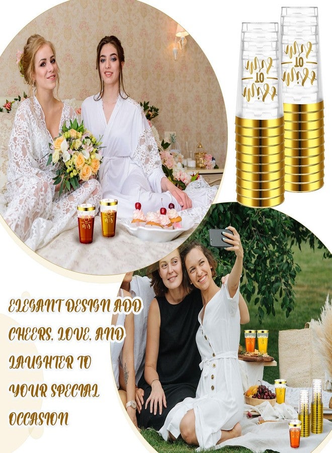 Funnymoom 36 Pcs Wedding Miss to Mrs Cups 12 oz Gold Plastic Cups Disposable Bridal Shower Drinking Tumblers Clear Wine Glasses Tumblers for Engagement Bachelorette Supplies Party Favors(Gold) - Image 4