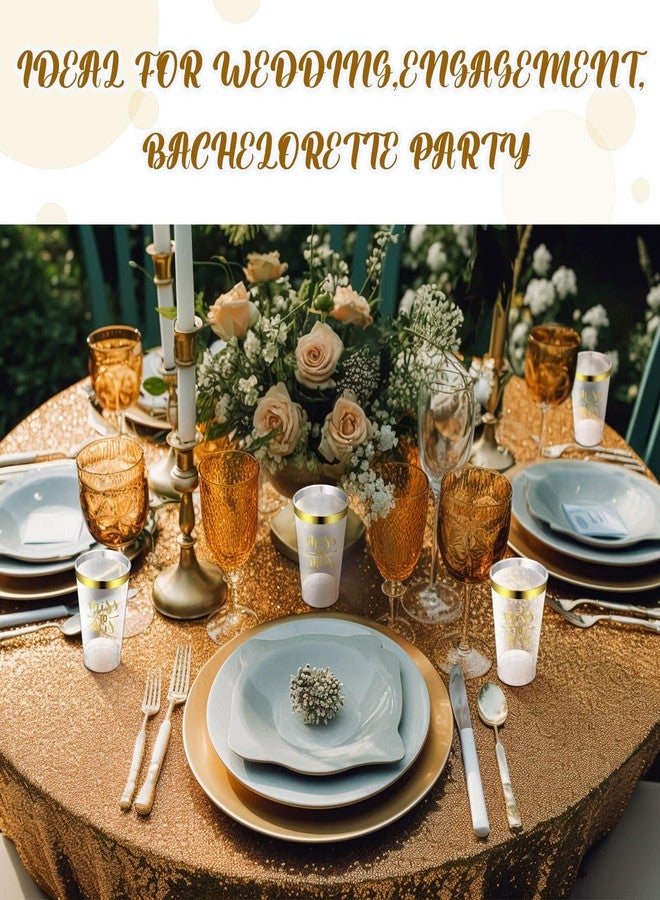 Funnymoom 36 Pcs Wedding Miss to Mrs Cups 12 oz Gold Plastic Cups Disposable Bridal Shower Drinking Tumblers Clear Wine Glasses Tumblers for Engagement Bachelorette Supplies Party Favors(Gold) - Image 5