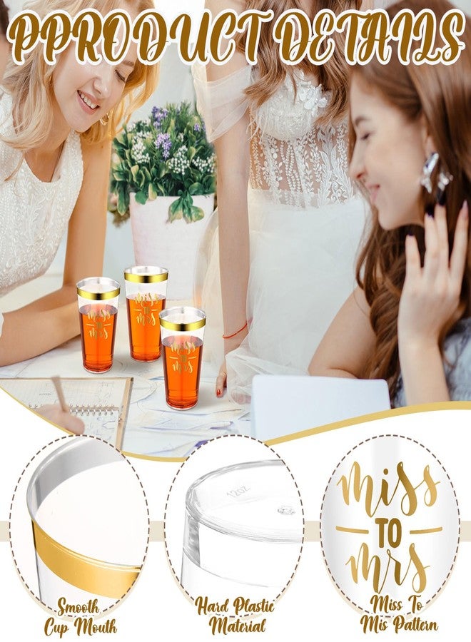 Funnymoom 36 Pcs Wedding Miss to Mrs Cups 12 oz Gold Plastic Cups Disposable Bridal Shower Drinking Tumblers Clear Wine Glasses Tumblers for Engagement Bachelorette Supplies Party Favors(Gold) - Image 3