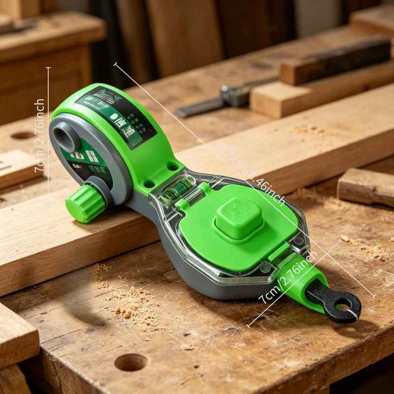 3 Speed Automatic Retractable Ink Feed Chalk Line With Level Green Woodworking Tile Installation Measurement Kit For DIY Floor Layout Metal Processing - Image 5