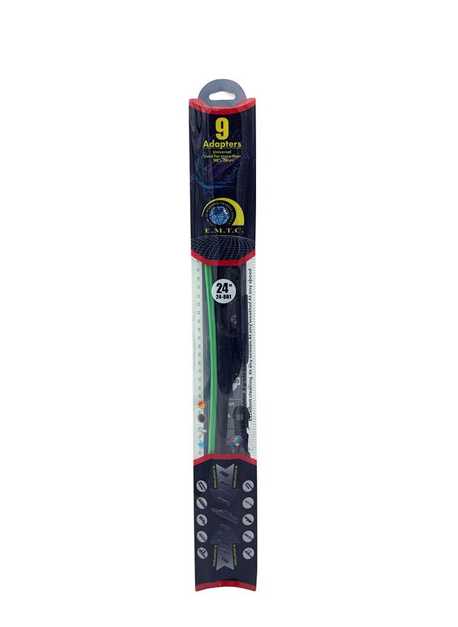 EMTC EMTC Pack of 1 | 24" Inch | EM-801 Soft Polyester Wiper Blade with 9 Adaptor Universal Used for more than 98% Cars  - Image 1
