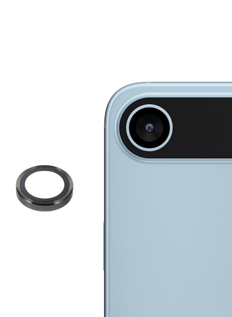 دبليو تيك حماية عدسة كاميرا آيفون  إير 5G 2025 من الزجاج المقسى بغطاء حلقة سبائك فاخرة (MLGICR) - شفاف/أسود - Image 1