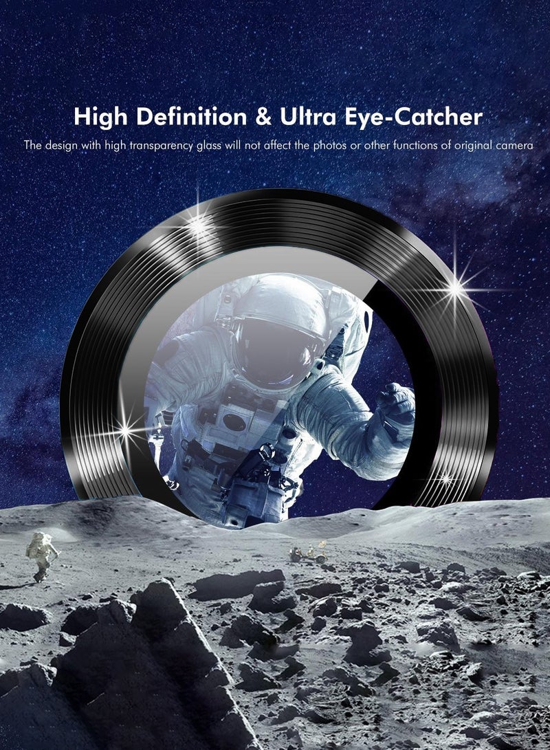 دبليو تيك حماية عدسة كاميرا آيفون  إير 5G 2025 من الزجاج المقسى بغطاء حلقة سبائك فاخرة (MLGICR) - شفاف/أسود - Image 3