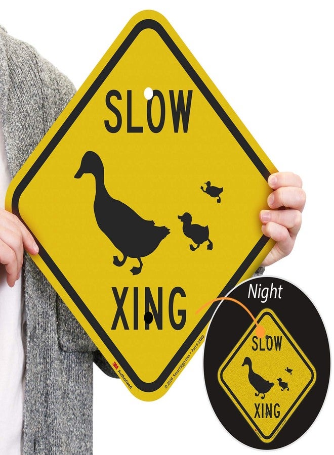SmartSign "Slow - Duck Xing" Crossing Sign | 12" x 12" 3M Engineer Grade Reflective Aluminum - Image 1