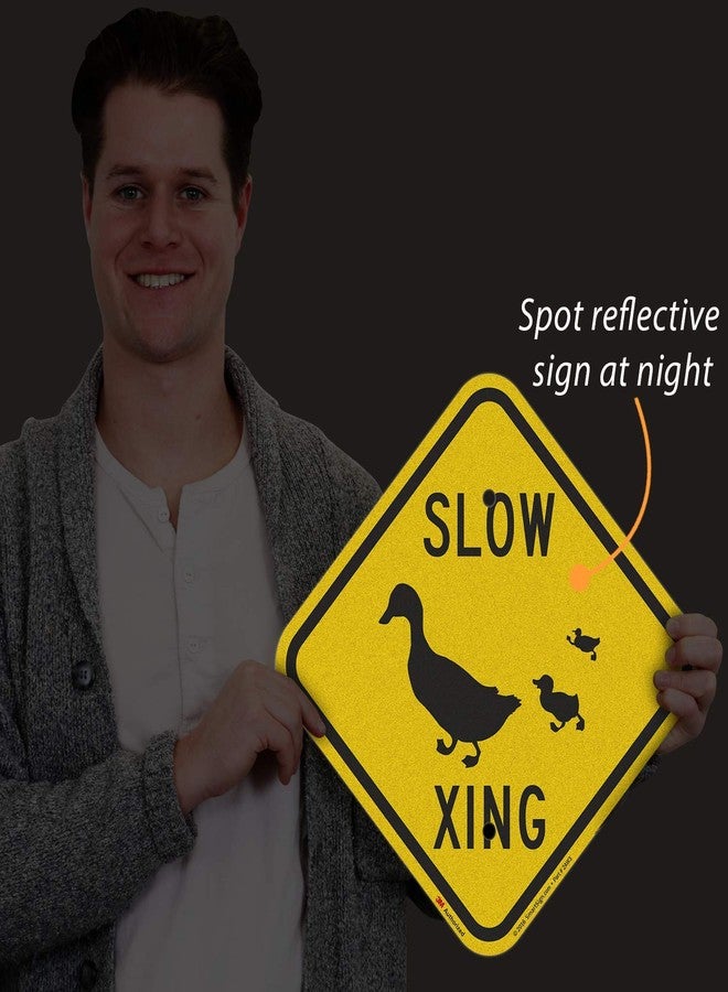 SmartSign "Slow - Duck Xing" Crossing Sign | 12" x 12" 3M Engineer Grade Reflective Aluminum - Image 2