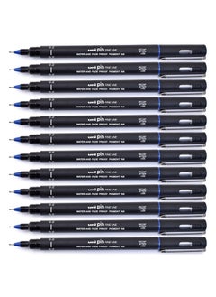 Uni Pin 12-Piece Fineline Pen 0.2mm Tip Blue Ink  - Image 1