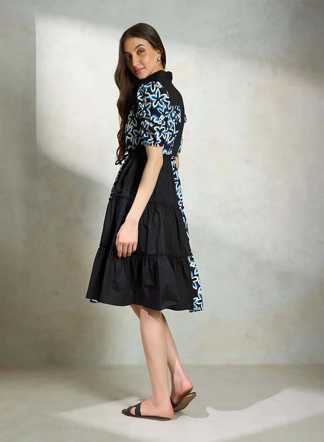 Virgio VIRGIO 100% Cotton Tiered Patchwork Dress