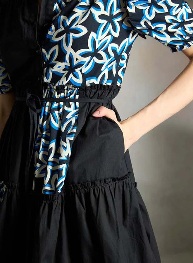 Virgio VIRGIO 100% Cotton Tiered Patchwork Dress