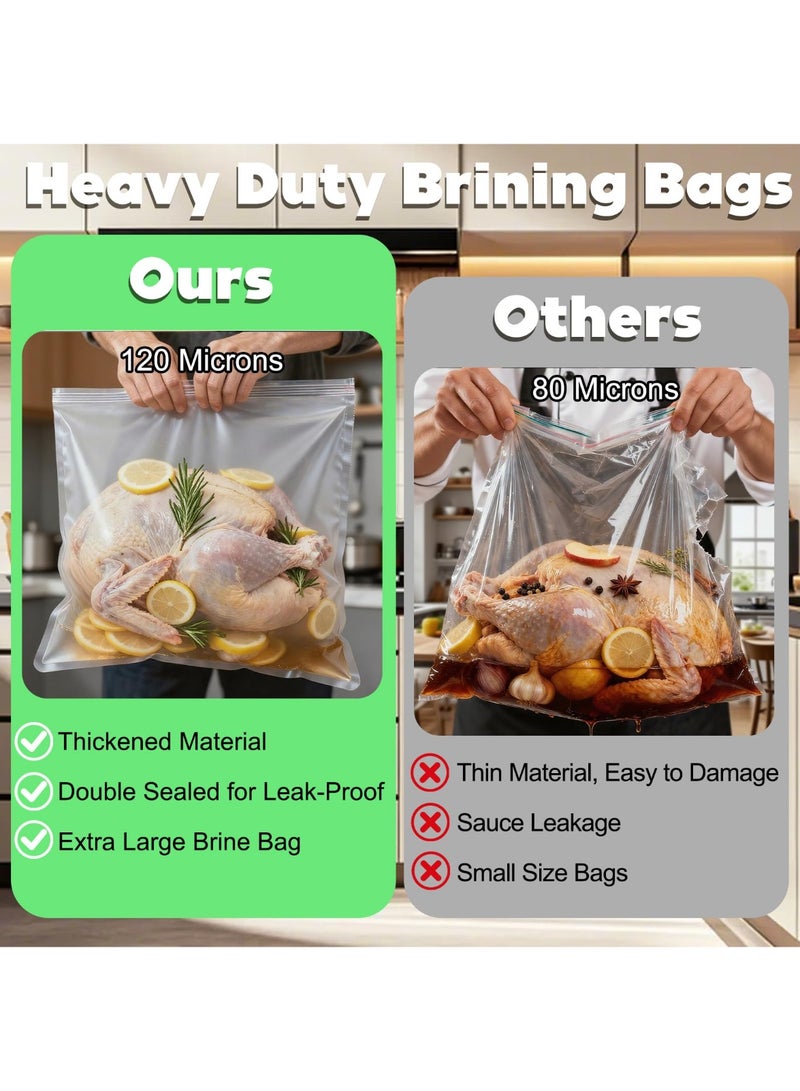 2 Pack Turkey Brine Bag Kit, Brining Bags for Turkey 25lb-35lb, 26"x22" Thickened Double Zipper No Leak Turkey Bags with Strings for Brining Meat, Chicken, Fish - Image 4