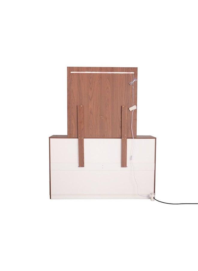 DANUBE HOME Ronin Dresser With Mirror With Led Light Durable Vanity Table Dressing Makeup Desk with Storage Modern Design Bedroom Furniture L 140 x W 46.5 x H 172 Cm  Walnut / Golden  - Image 3