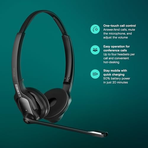 EPOS Impact D 30 USB ML - Wireless DECT Dual Ear Headset for a Direct Connection to a PC/Softphone, Black - Image 3