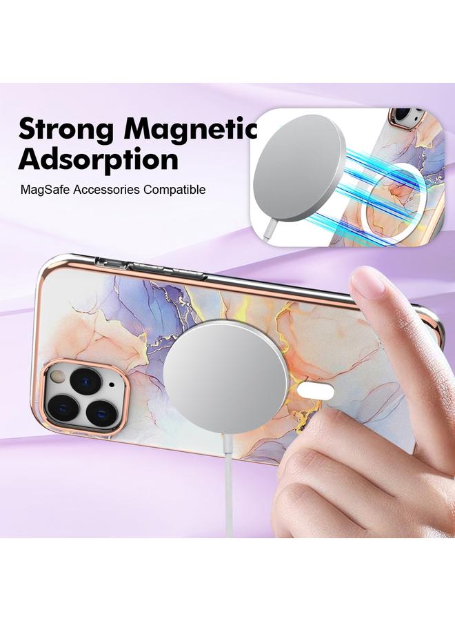 زبون جراب لهاتف iPhone 11 Pro بنمط رخامي، جراب هاتف IMD Magsafe TPU مزدوج الجوانب - Image 3