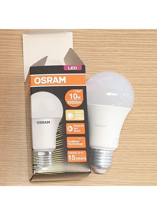 Osram Osram E27 LED Value Classic A75 Warm White 10W 2700K Frosted Screw Base - Pack of 10  - Image 3