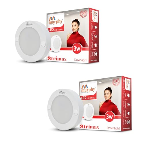 Murphy STRIMAX 3W Surface LED Downlight | Slim Round Cabinet Light | Cool White| Energy Efficient | Long Lifespan| 2 Years Warranty |Pack of 2 - Image 1