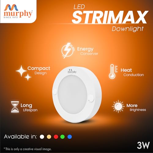 Murphy STRIMAX 3W Surface LED Downlight | Slim Round Cabinet Light | Cool White| Energy Efficient | Long Lifespan| 2 Years Warranty |Pack of 2 - Image 5