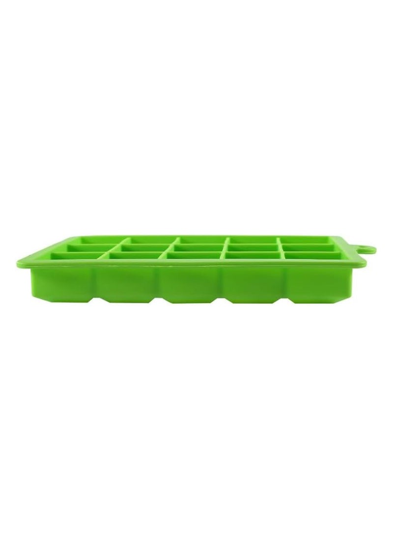 Beauenty - 2-Pack Food Grade Silicone Ice Cube Cubes with Lids for Freezer, Easy-to-Remove 24 Cube Cubes for Party, Drinks and Frozen Liquids (Blue and Green) - Image 1