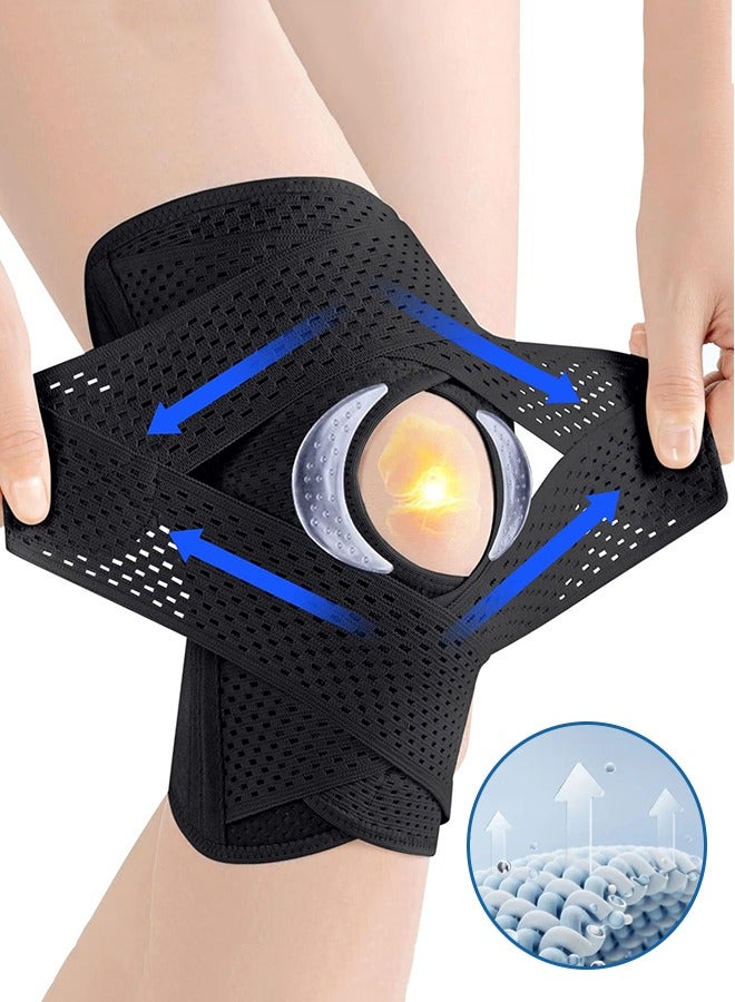Polish'D Knee Support Brace, Knee Brace with Side Stabilizers, Relieve Meniscus Tear Knee Pain ACL MCL Arthritis, Joint Pain Relief, Breathable and Adjustable Knee Joint Support Suitable for Running and Fitness Exercises  - Image 1