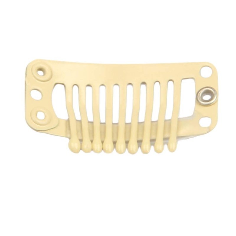 FeiHong 20pcs 9-Teeth Stainless Snap Hair Clips, Hair Extension Clips, Wig Accessories Clip, Diy Clips for Hairpieces Wigs (Beige) - Image 4