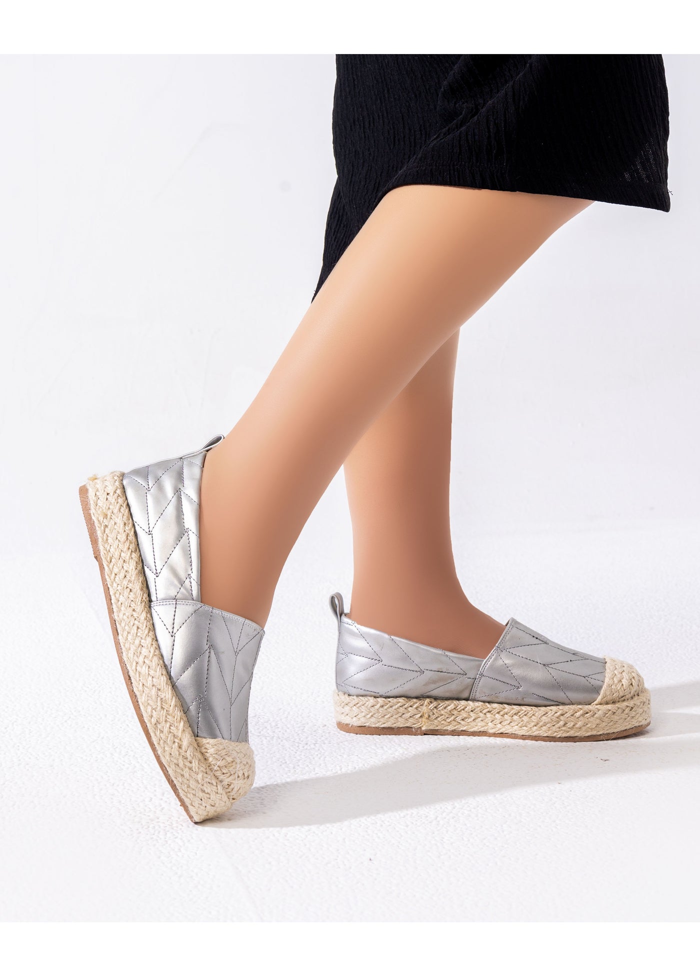 Ballerina Leather With Burlap BN-10 - Silver