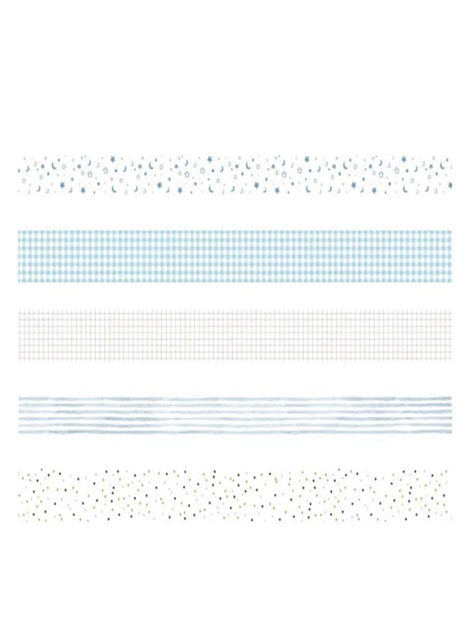 YUBX 5 Rolls Washi Tape Set Creative Basic Skinny Decorative Tapes for Arts, DIY Crafts, Bullet Journals, Planners, Scrapbooking, Wrapping (Cyan Dew) - Image 3