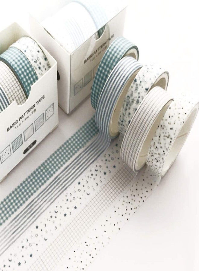 YUBX 5 Rolls Washi Tape Set Creative Basic Skinny Decorative Tapes for Arts, DIY Crafts, Bullet Journals, Planners, Scrapbooking, Wrapping (Cyan Dew) - Image 2