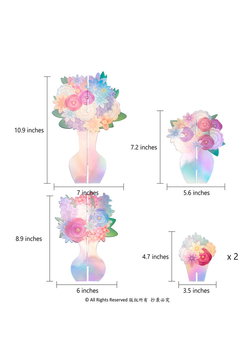 Generic - Table Decor Fake Flower, Iridescent Flower Centerpieces for Holographic, Party 3D Vase Decorations, Birthday Party Table Decor Engagement Baby Shower Bridal Shower Party Wedding Supplies 5pcs - Image 1