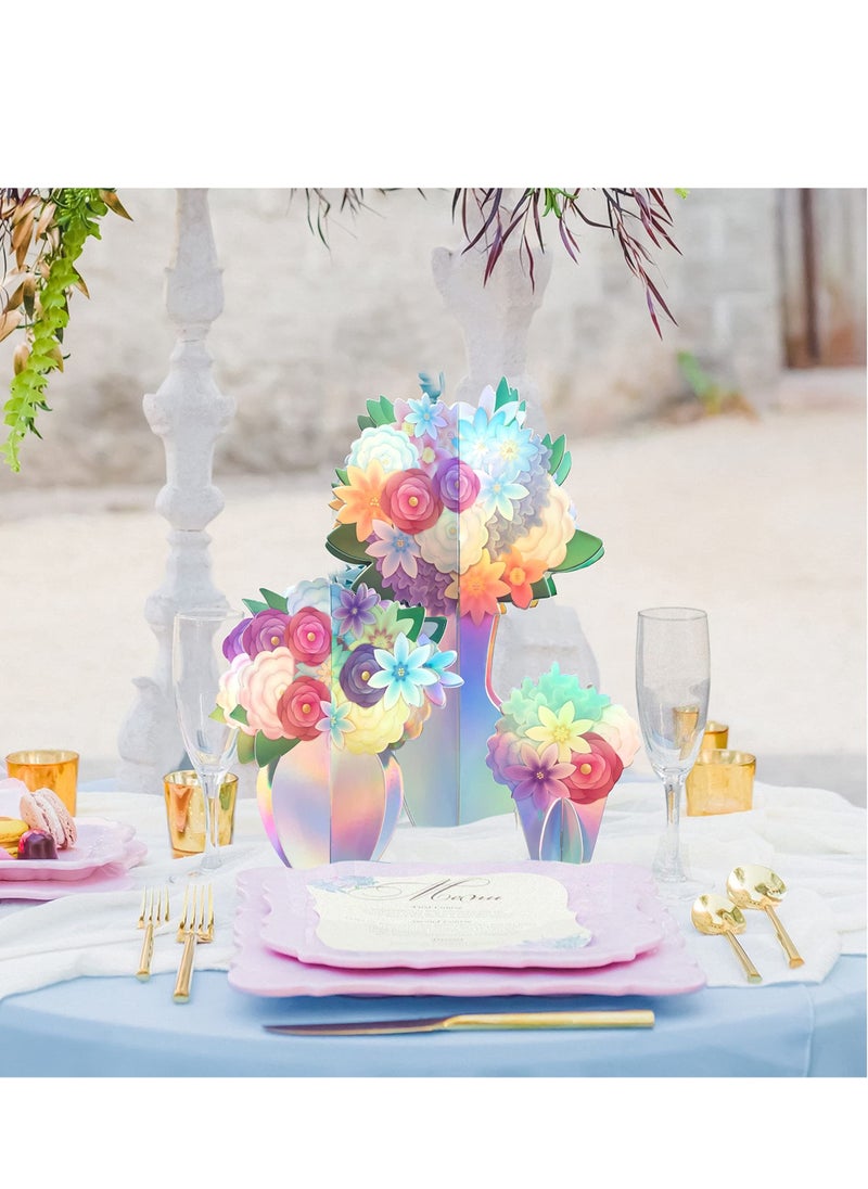 Generic - Table Decor Fake Flower, Iridescent Flower Centerpieces for Holographic, Party 3D Vase Decorations, Birthday Party Table Decor Engagement Baby Shower Bridal Shower Party Wedding Supplies 5pcs - Image 1